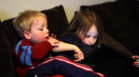 Children playing with tablet Stock Footage 46725952