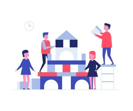 Children playing together - flat design style illustration Stock Illustration