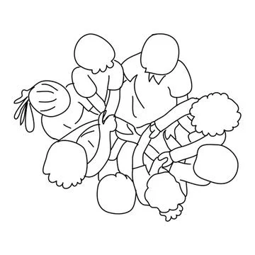 Children playing together with vegetables in a circle Stock Illustration
