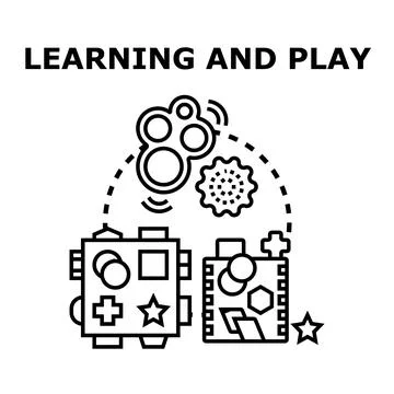 Children playing toy developing skills education concept Stock Illustration