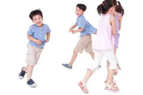 Children playing train games Stock Photos