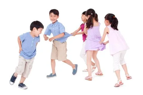 Children playing train games Stock Photos