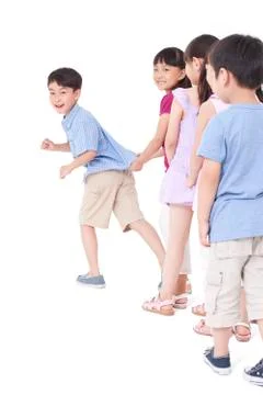 Children playing train games Stock Photos
