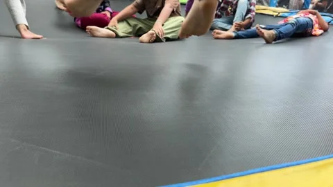 Children Playing on a Trampoline Stock Footage 326327418