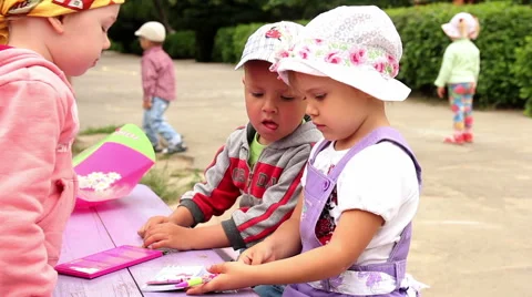 Children Playing In The Yard Stock Footage 40414778