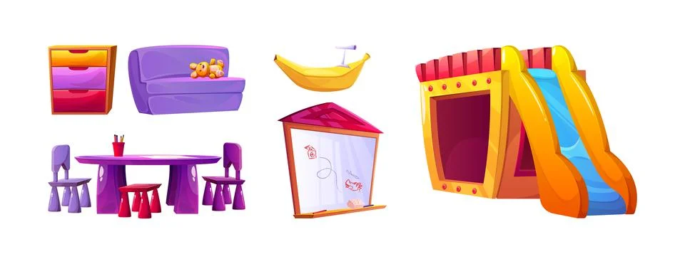 Children playroom design elements set Stockillustratie