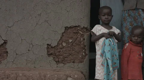 Children of poverty in Kenya Africa FLAT UNGRADED 4K Stock Footage
