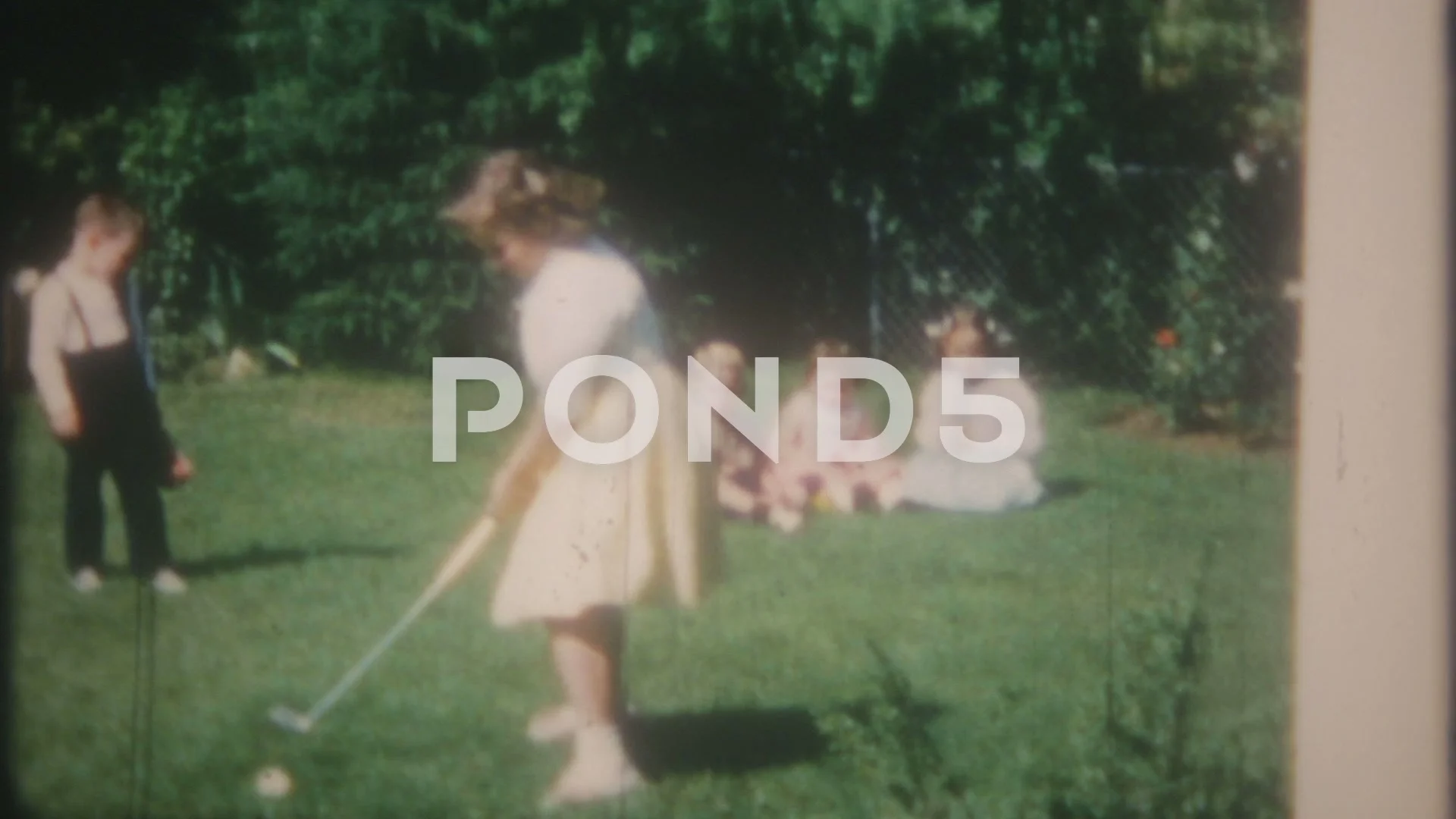 Children Practice Golf Swings In Backyard 1950s Vintage Film Home