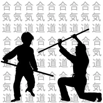 Children practicing Aikido 스톡 일러스트
