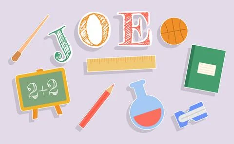 Children puzzle with different school object. Education in school Stock Illustration