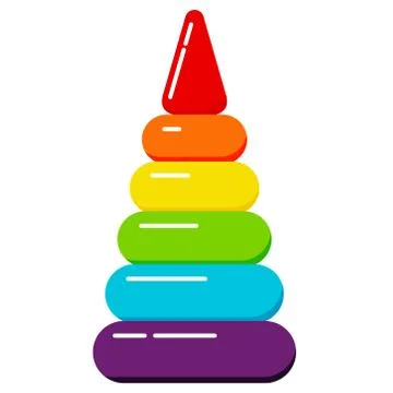 Children pyramid toy vector flat design icon illustration isolated on white b Stock Illustration