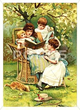 Children read the book Stock Illustration