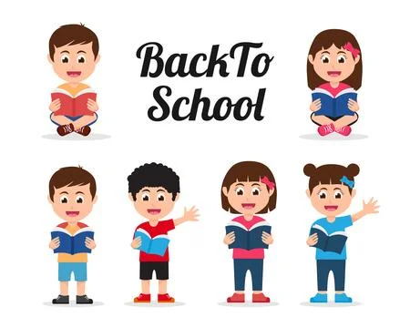 Children read a book vector illustration Stock Illustration