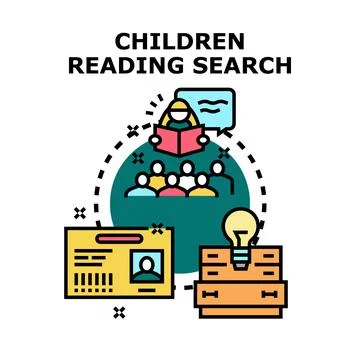 Children reading searching learning education concept Stock Illustration