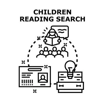 Children reading searching learning education concept Stock Illustration