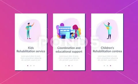 Children rehabilitation center app interface template. Stock Illustration