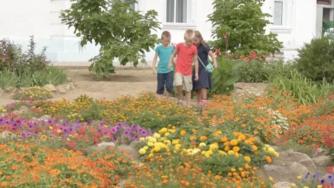 Children return to school. beginning of new school year after summer holidays Stock Footage 93165168
