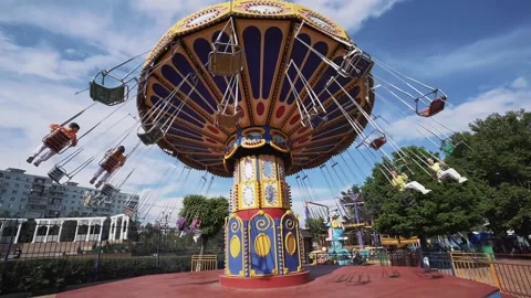 Children ride carousel Stock Footage 156790538