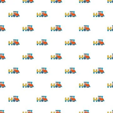 Children ride train pattern seamless Stock Illustration