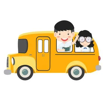 Children Riding On School Bus  vector Ilustración de archivo