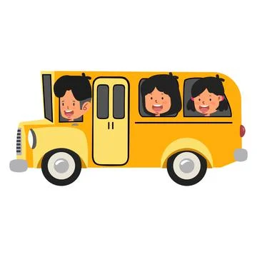 Children Riding On School Bus  vector Ilustración de archivo