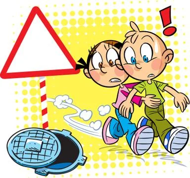 Children on the road Stock Illustration