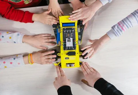 Children in a robotics lesson Stock Photos
