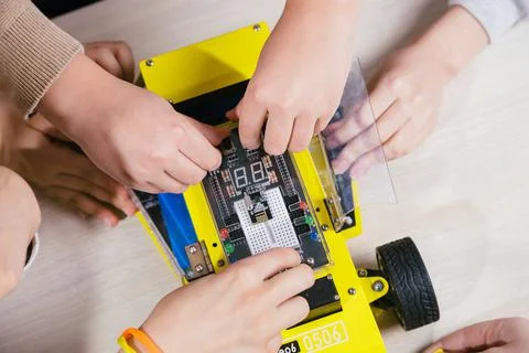 Children in a robotics lesson Stock Photos