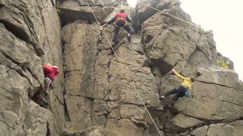 Children rock climbing Stock Footage 79928742