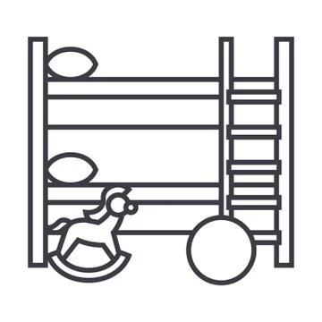 Children room vector line icon, sign, illustration on white background, edita Stock Illustration