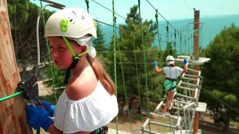 Children in the rope park Stock Footage 133603851
