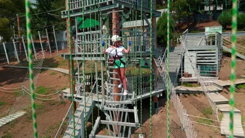 Children in the rope park Stock Footage 133604187