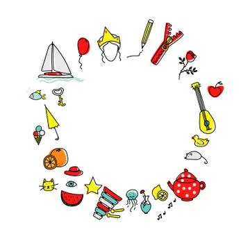Children round frame vector illustrations Illustrazione stock