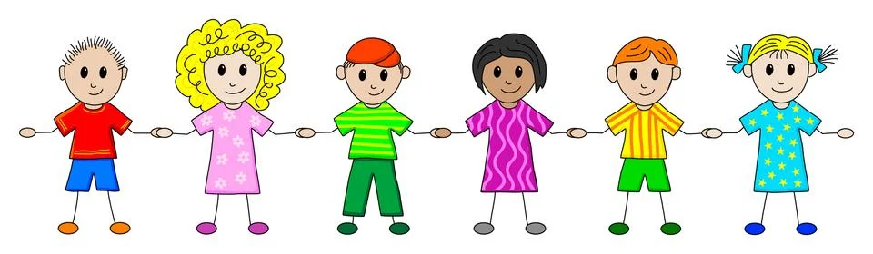Children in a row Illustrazione stock