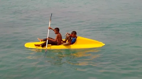 Children Rowing Boat Stock Footage 7763800