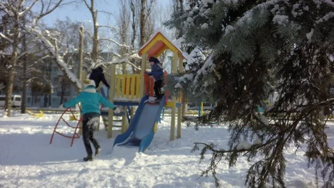 Children run around the playground. Stock-Footage 87468716
