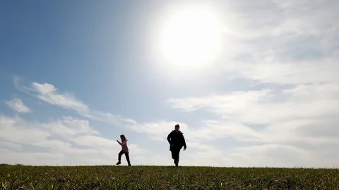 Children run in different directions. Stock Footage 127640368