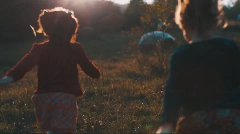 Children run on the field 스톡 동영상 56233713