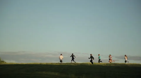 Children run to the sun Stock Footage 56185717