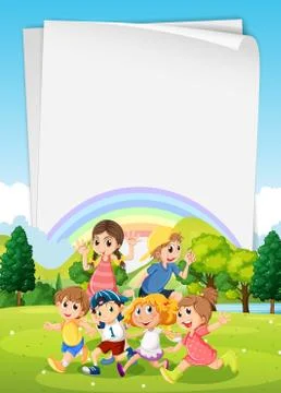 Children running around in the park Ilustración de archivo