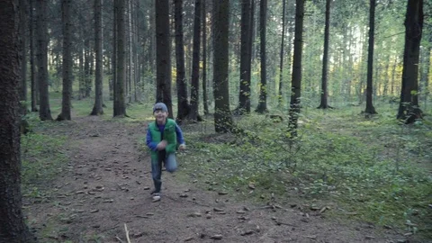 Children running in forest Stock Footage 76682545