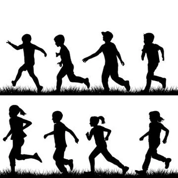 Children running Stock Illustration