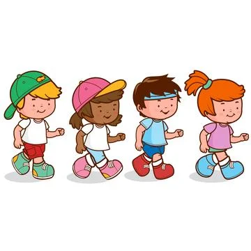 Children running. Vector illustration Stock Illustration
