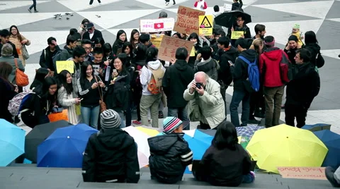 Children s are supporting the Hong Kong's protesters Stock Footage 45042853