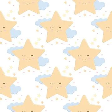 Children s cute pattern with a small sleeping star. Childrens cute background 스톡 일러스트