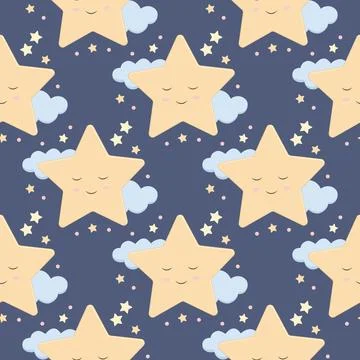 Children s cute pattern with a small sleeping star. Childrens cute background 스톡 일러스트