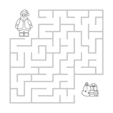 Children s educational game finding the right way. Christmas maze is a puzzle Stock Illustration