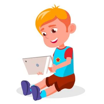Children s Gadget Dependence Vector. Internet Addiction. Watching Video, Playing Stock Illustration