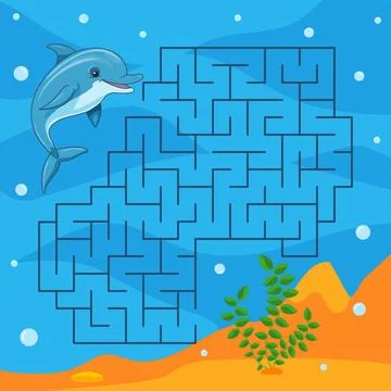 Children s game labyrinth on the theme of the underwater world. Stock Illustration