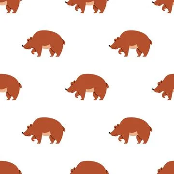 Children s seamless pattern with a bear on white background. Stock Illustration